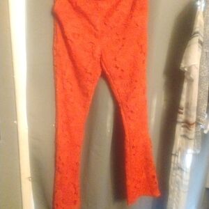 Isaac Mizrahi Vibrant Red Lace Flare Pants